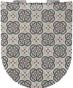 Abattant wood slim avec descente assistée à motifs carreaux de faïence