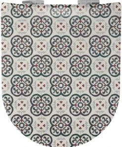 Abattant wood slim avec descente assistée à motifs carreaux de faïence