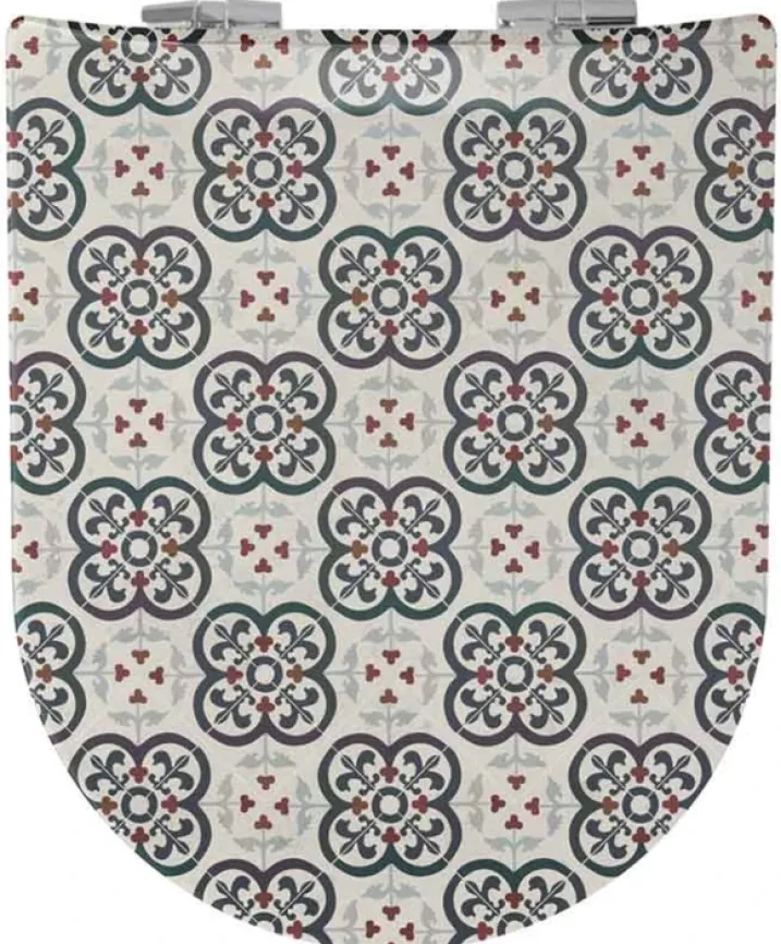 Abattant wood slim déclipsable à motifs carreaux de faïence