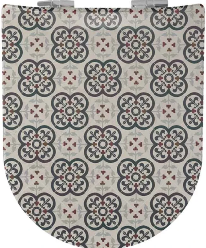 Abattant wood slim déclipsable à motifs carreaux de faïence