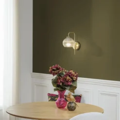 Applique en verre strié et métal doré