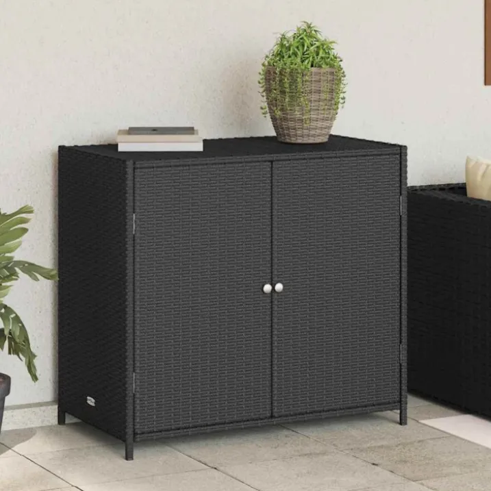 Armoire de jardin en résine tressée avec double porte