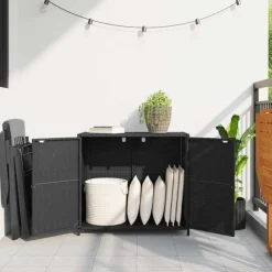 Armoire de jardin en résine tressée avec double porte