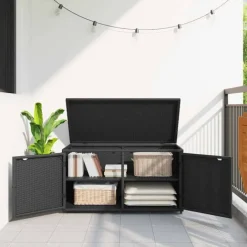 Armoire de jardin en résine tressée avec double porte