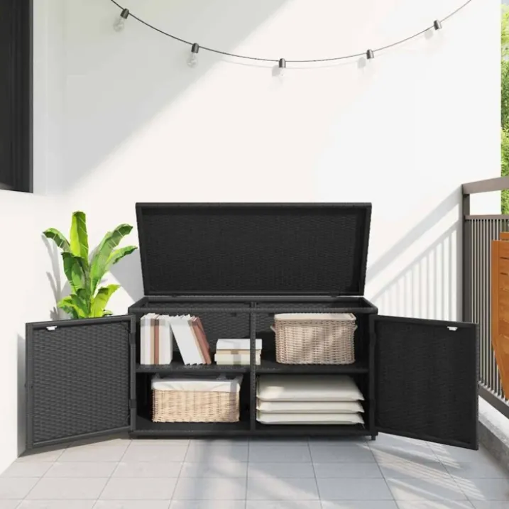 Armoire de jardin en résine tressée avec double porte
