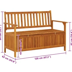 Banc de jardin avec coffre de rangement en bois