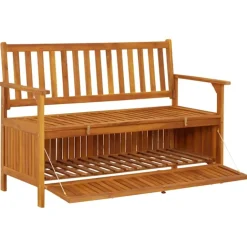 Banc de jardin avec coffre de rangement en bois