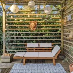 Banc de jardin avec coussins 2-en-1
