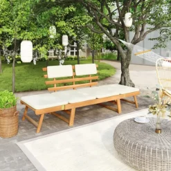 Banc de jardin avec coussins 2-en-1