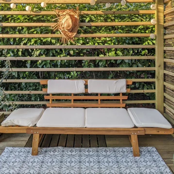 Banc de jardin avec coussins 2-en-1