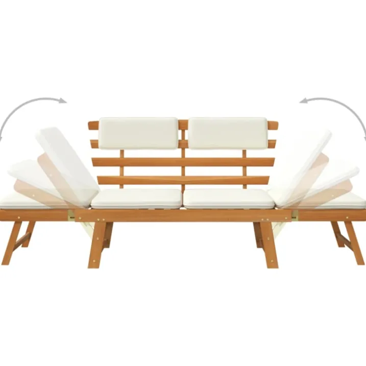 Banc de jardin avec coussins 2-en-1