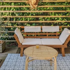 Banc de jardin avec coussins 2-en-1