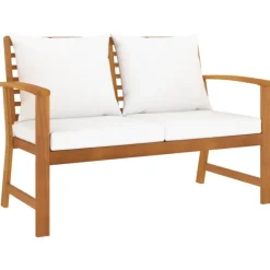 Banc de jardin en bois avec coussins