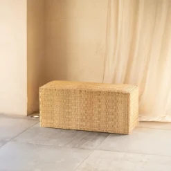 Banc en paille tressée fait main