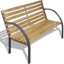Banc à lattes en bois et fer