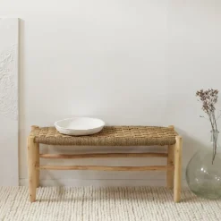 Banc Marocain Doum tressage damier