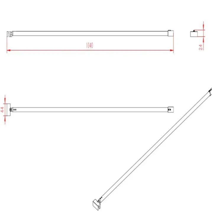 Barre de fixation 100 cm recoupable pour douche italienne