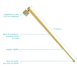 Barre de fixation extensible 70 à 100 cm pour douche italienne