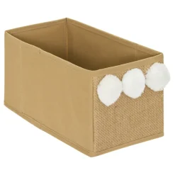 Boîte de rangement pliable avec poignée et pompons