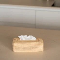 Boîte à mouchoirs en feuille de palmier naturel