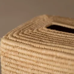 Boîte à mouchoirs en feuille de palmier naturel