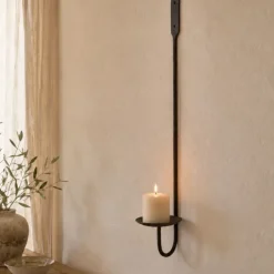 Bougeoir mural chandelier en métal brut