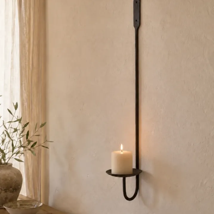 Bougeoir mural chandelier en métal brut