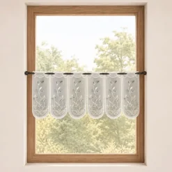 Brise-bise brodé à motifs feuillages