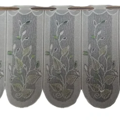 Brise-bise brodé à motifs feuillages