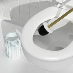 Brosse WC effet marbre avec manche doré