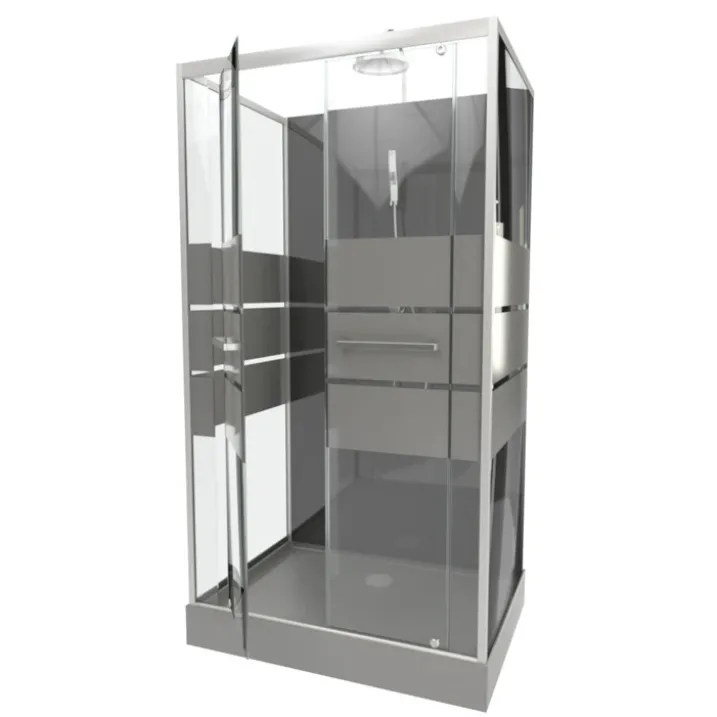 Cabine de douche avec portes sérigraphiées