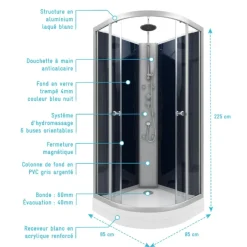 Cabine de douche avec système d'hydromassage