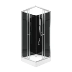 Cabine de douche carrée avec portes coulissantes en verre trempé