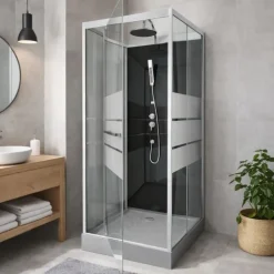 Cabine de douche carrée avec verre sérigraphié