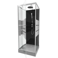 Cabine de douche carrée avec verre sérigraphié