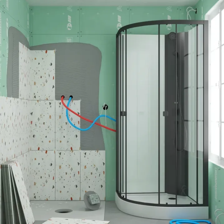 Cabine de douche 1/4 de cercle minimaliste style contemporain