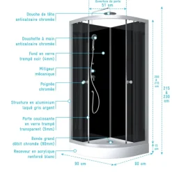 Cabine de douche 1/4 de cercle minimaliste design contemporain