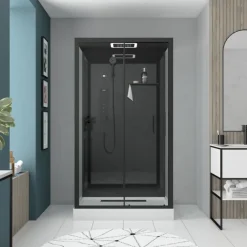 Cabine de douche hydromassante porte coulissante et panneau de contrôle tactile