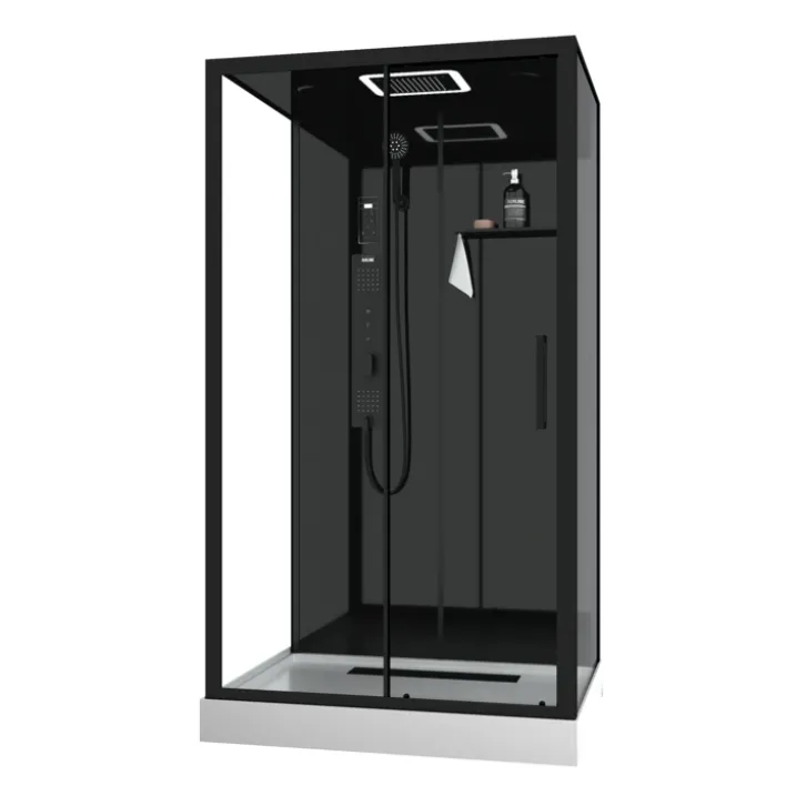 Cabine de douche hydromassante porte coulissante et panneau de contrôle tactile