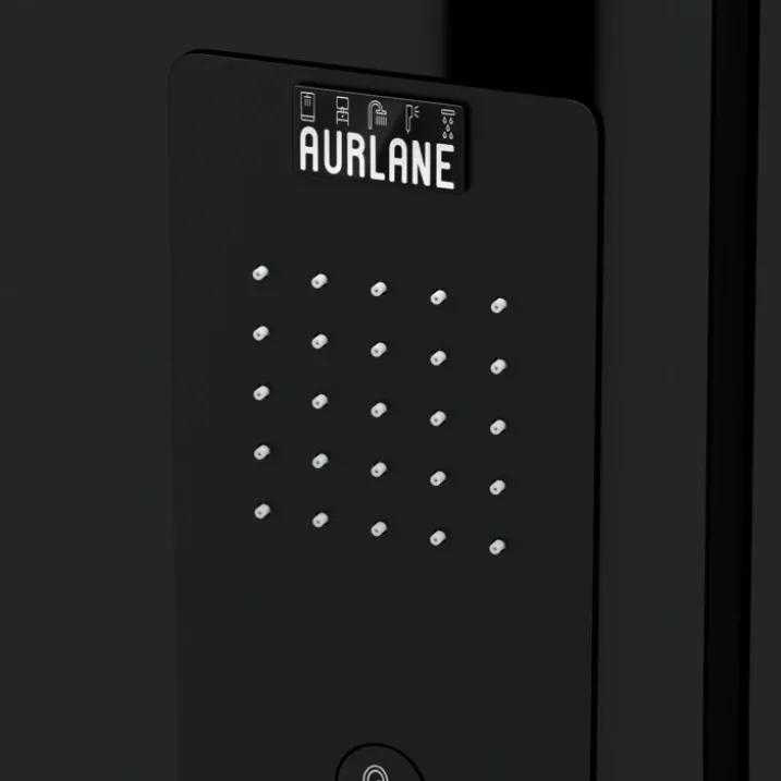 Cabine de douche hydromassante porte pivotante et panneau de contrôle tactile