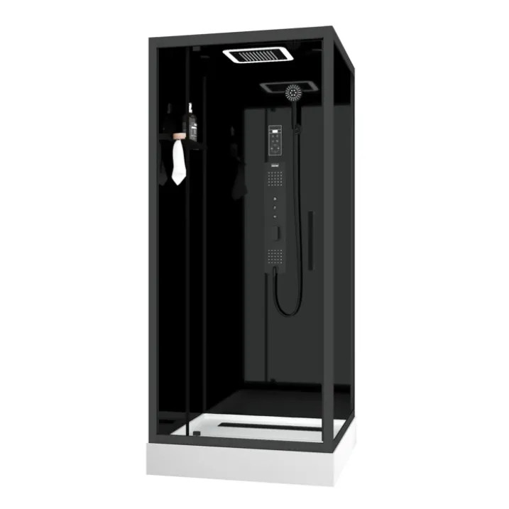 Cabine de douche hydromassante porte pivotante et panneau de contrôle tactile