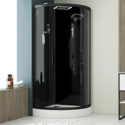 Cabine de douche hydromassante 1/4 de cercleportes coulissantes et panneau de contrôle