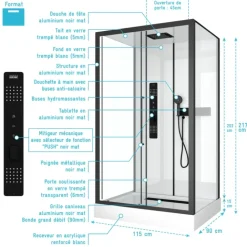 Cabine de douche rectangulaire design style industrielle