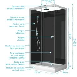Cabine de douche rectangulaire minimaliste style contemporain
