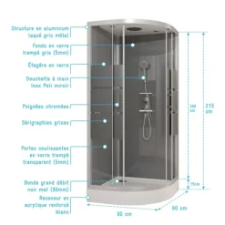 Cabine de douche ronde à bandes laquées