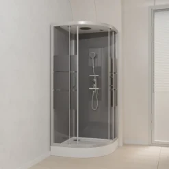 Cabine de douche ronde à bandes laquées