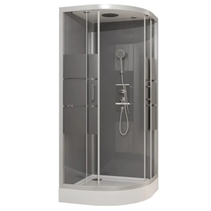 Cabine de douche ronde à bandes laquées