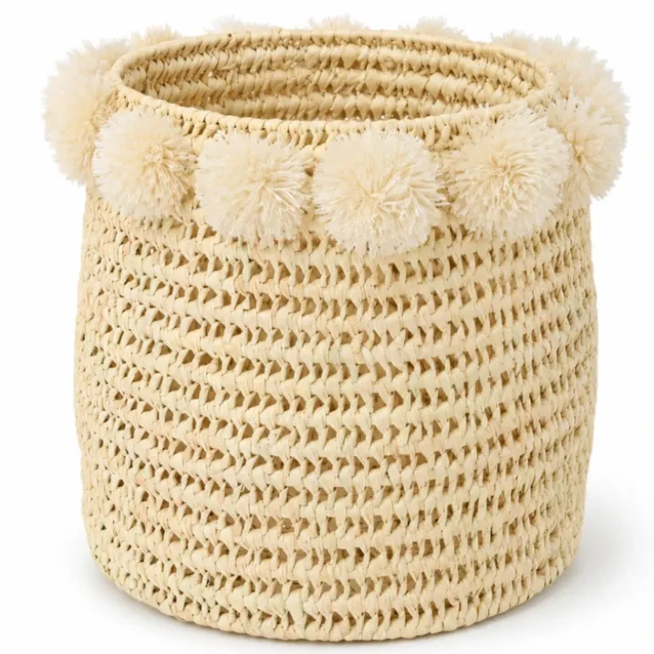 Cache-pot tressé avec pompons