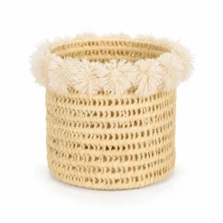 Cache-pot tressé avec pompons