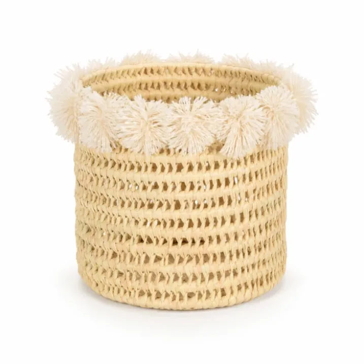 Cache-pot tressé avec pompons